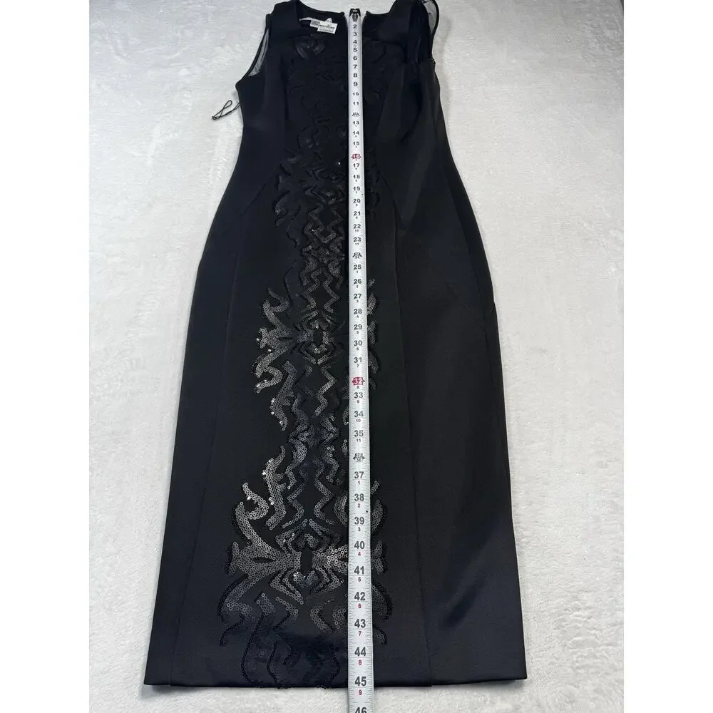 Maggy London Black Sequined Sheath Dress Size 10 NWT Holiday Cocktail MSRP 148